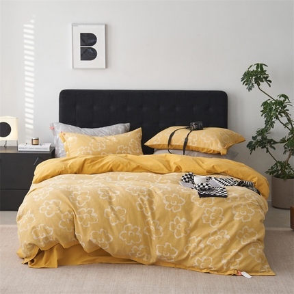 安莱生活 2024新款双层纱大提花悠然纽扣宽边工艺款 悠然-姜黄