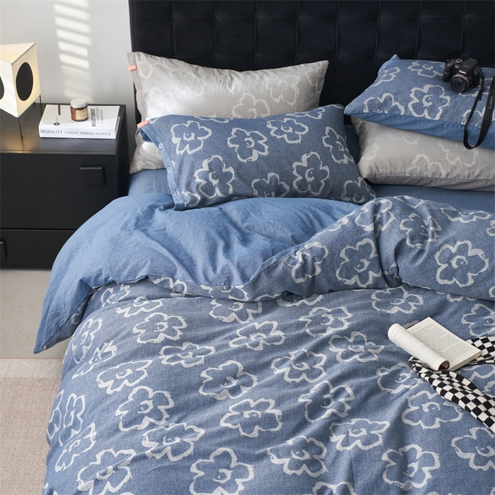 91家纺网 家纺一手货源 找家纺 安莱生活 2024新款双层纱大提花悠然纽扣宽边工艺款 悠然-深蓝