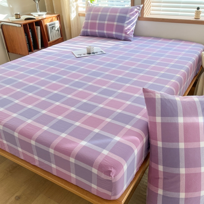 91家纺网 家纺一手货源 找家纺 启程家纺 2026新款全棉A类水洗棉多规格四件套单品-单床笠 爱格紫