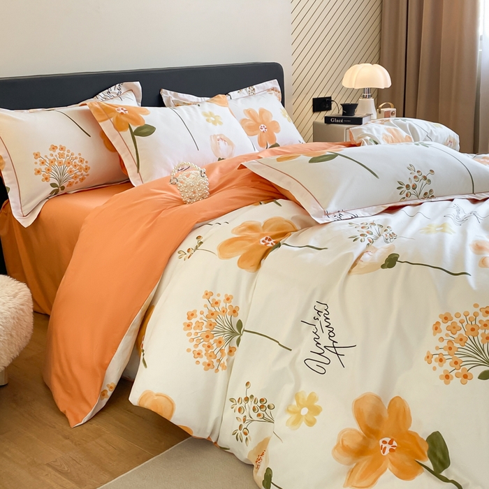 91家纺网 家纺一手货源 找家纺 格里芬家纺 2025新款全棉四件套13376纯棉印花四件套 桔然之间