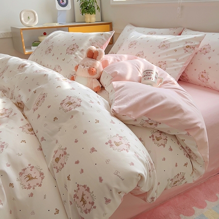 91家纺网 家纺一手货源 找家纺 （总）百寐 2024新款全棉13070印花四件套