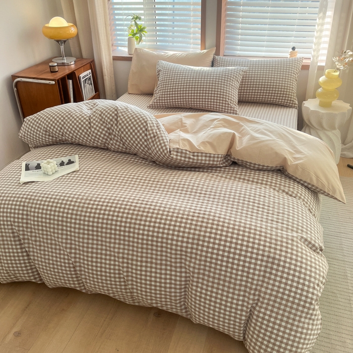 91家纺网 家纺一手货源 找家纺 启程家纺 2026新款全棉A类水洗棉多规格四件套单品-四件套 米小格