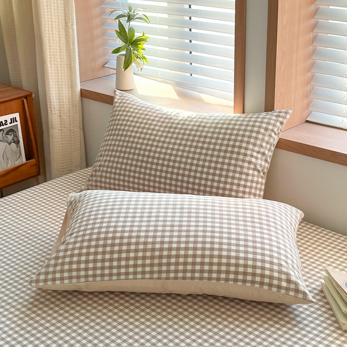 91家纺网 家纺一手货源 找家纺 启程家纺 2026新款全棉A类水洗棉多规格四件套单品-单枕套 米小格