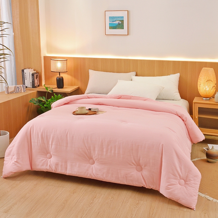 91家纺网 家纺一手货源 找家纺 启优家纺 2024新款全棉羽丝绒被子 粉色