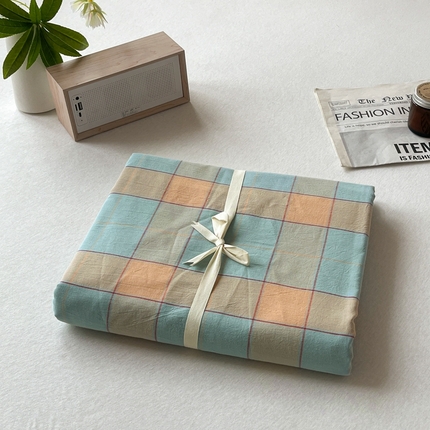 启程家纺 2026新款全棉A类水洗棉多规格四件套单品-单被套 云华绿大格