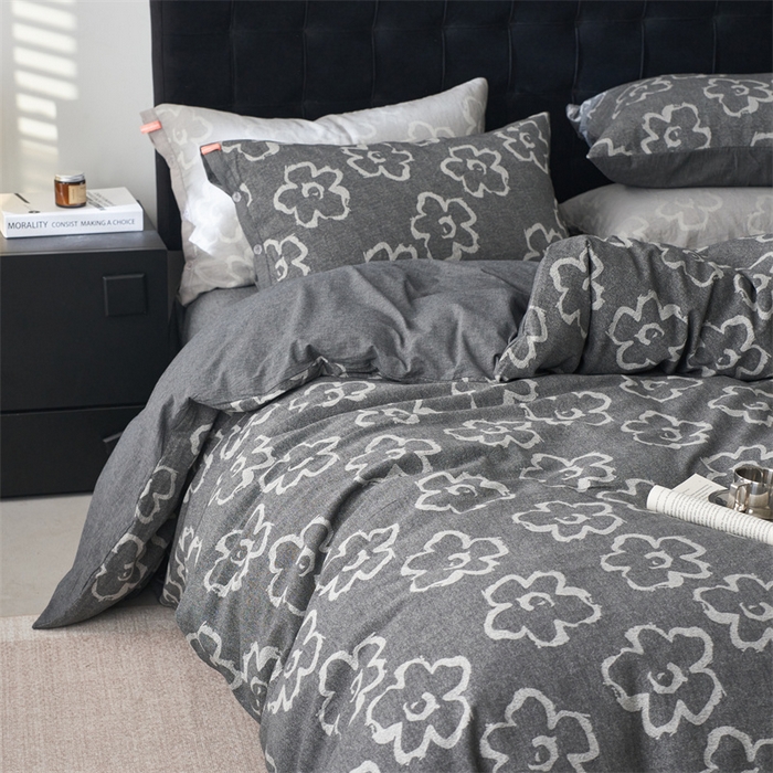 91家纺网 家纺一手货源 找家纺 安莱生活 2024新款双层纱大提花悠然纽扣宽边工艺款 悠然-深灰