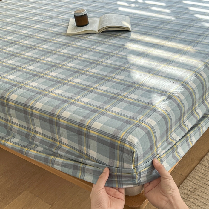 91家纺网 家纺一手货源 找家纺 启程家纺 2026新款全棉A类水洗棉多规格四件套单品-单床笠 莫妮绿