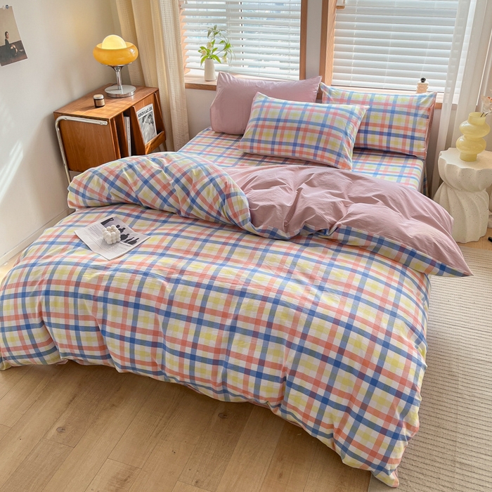 91家纺网 家纺一手货源 找家纺 启程家纺 2026新款全棉A类水洗棉多规格四件套单品-四件套 大冰激凌粉