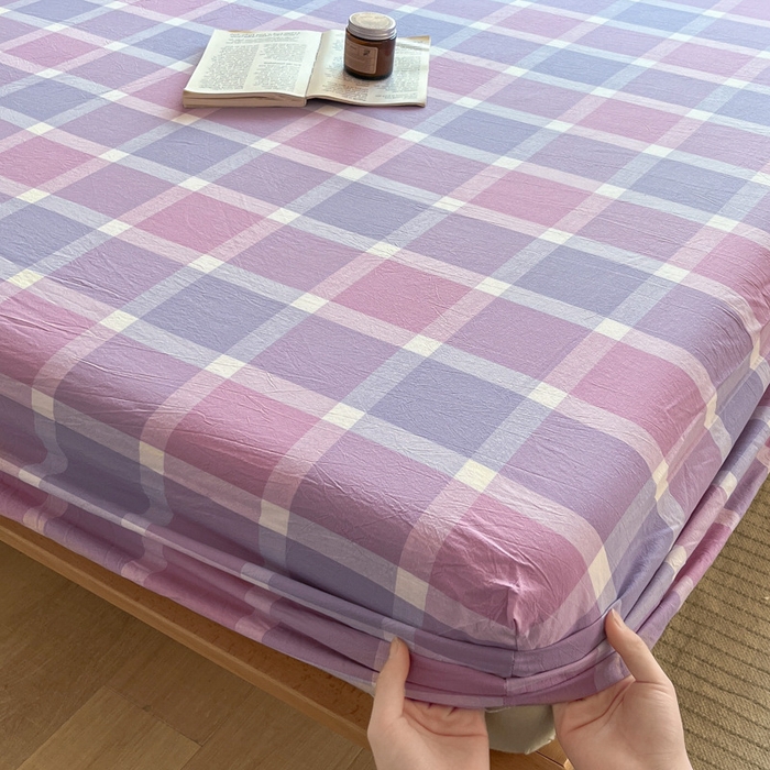 91家纺网 家纺一手货源 找家纺 启程家纺 2026新款全棉A类水洗棉多规格四件套单品-单床笠 爱格紫