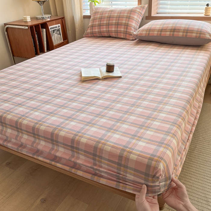 91家纺网 家纺一手货源 找家纺 启程家纺 2026新款全棉A类水洗棉多规格四件套单品-单床笠 莫妮玉