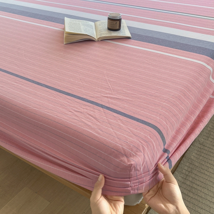 91家纺网 家纺一手货源 找家纺 启程家纺 2026新款全棉A类水洗棉多规格四件套单品-单床笠 格林粉