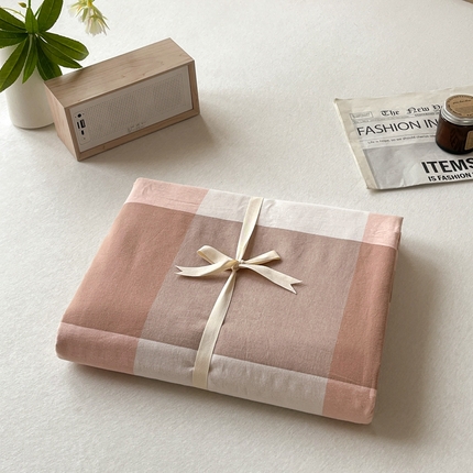 启程家纺 2026新款全棉A类水洗棉多规格四件套单品-单被套 粉大格