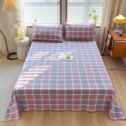 启程家纺 2026新款全棉A类水洗棉多规格四件套单品-单床单 爱格紫