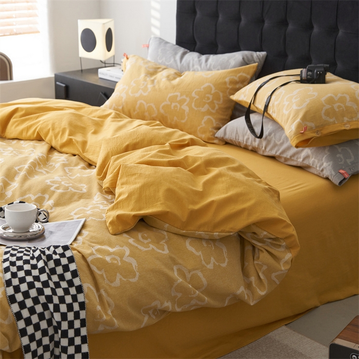 91家纺网 家纺一手货源 找家纺 安莱生活 2024新款双层纱大提花悠然纽扣宽边工艺款 悠然-姜黄