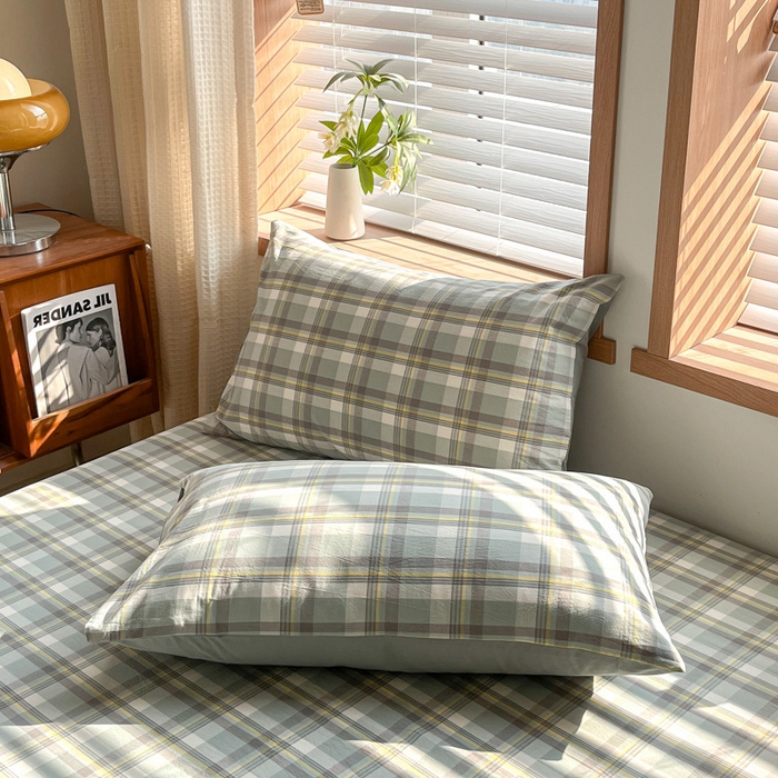 91家纺网 家纺一手货源 找家纺 启程家纺 2026新款全棉A类水洗棉多规格四件套单品-单枕套 莫妮绿