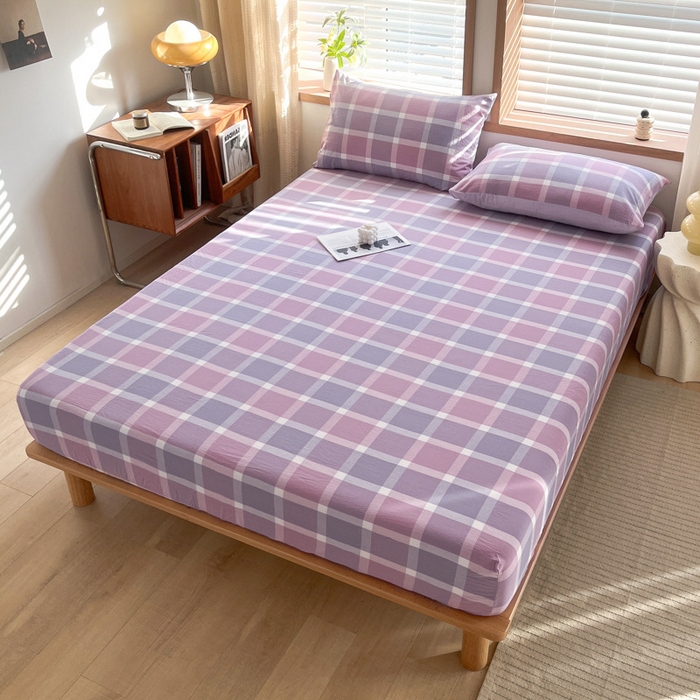 91家纺网 家纺一手货源 找家纺 启程家纺 2026新款全棉A类水洗棉多规格四件套单品-单床笠 爱格紫