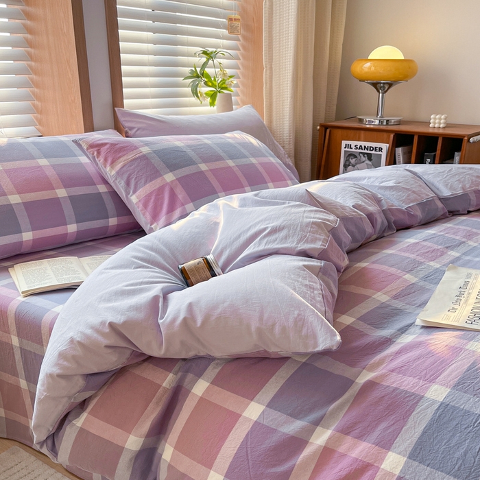 91家纺网 家纺一手货源 找家纺 启程家纺 2026新款全棉A类水洗棉多规格四件套单品-四件套 爱格紫