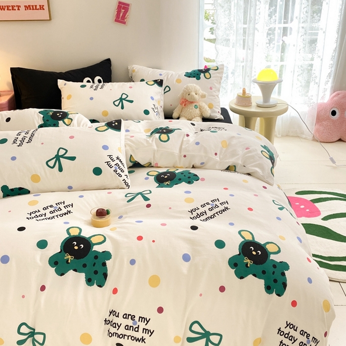 91家纺网 家纺一手货源 找家纺 葡萄家 2024新款双层纱云柔水洗棉萌趣卡通系列四件套（提供买家秀联系客服） 欢乐皮皮