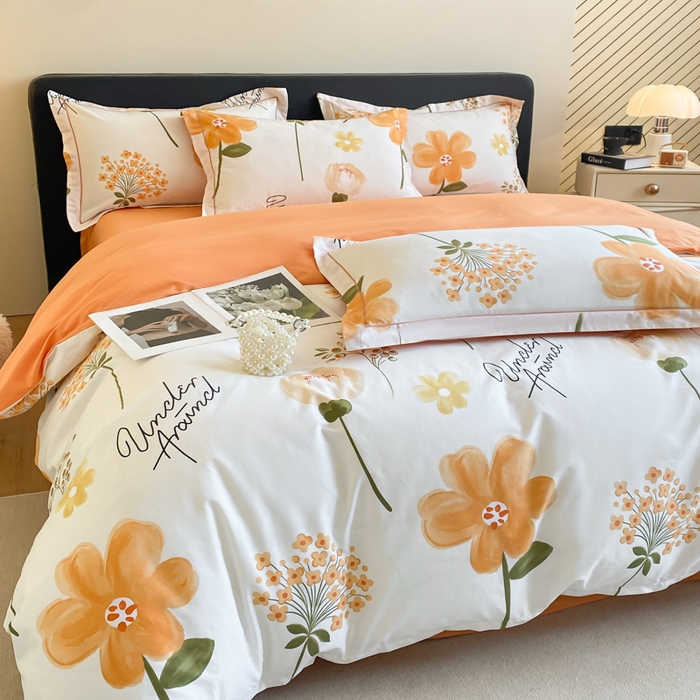 91家纺网 家纺一手货源 找家纺 格里芬家纺 2025新款全棉四件套13376纯棉印花四件套 桔然之间