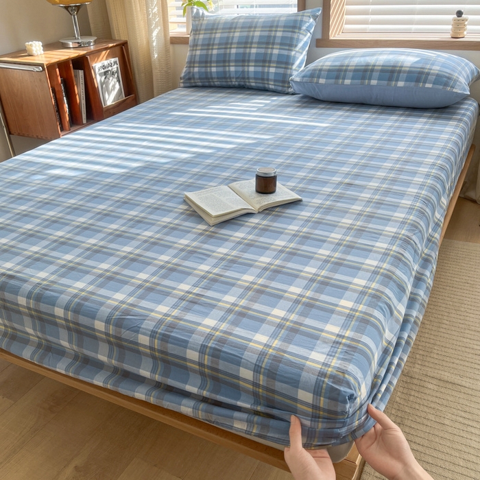 91家纺网 家纺一手货源 找家纺 启程家纺 2026新款全棉A类水洗棉多规格四件套单品-单床笠 莫妮蓝