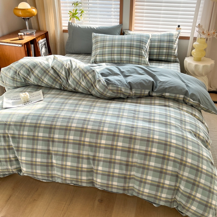 91家纺网 家纺一手货源 找家纺 启程家纺 2026新款全棉A类水洗棉多规格四件套单品-四件套 莫妮绿