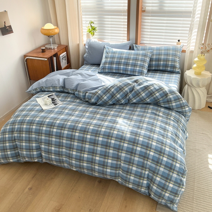 91家纺网 家纺一手货源 找家纺 启程家纺 2026新款全棉A类水洗棉多规格四件套单品-四件套 莫妮蓝