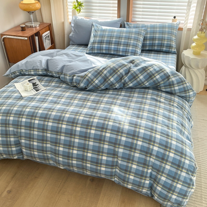 91家纺网 家纺一手货源 找家纺 启程家纺 2026新款全棉A类水洗棉多规格四件套单品-四件套 莫妮蓝