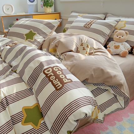 91家纺网 家纺一手货源 找家纺 （总）百寐2024新款卡通碎花文艺复古小清新全棉13372床笠床单被套三四件套