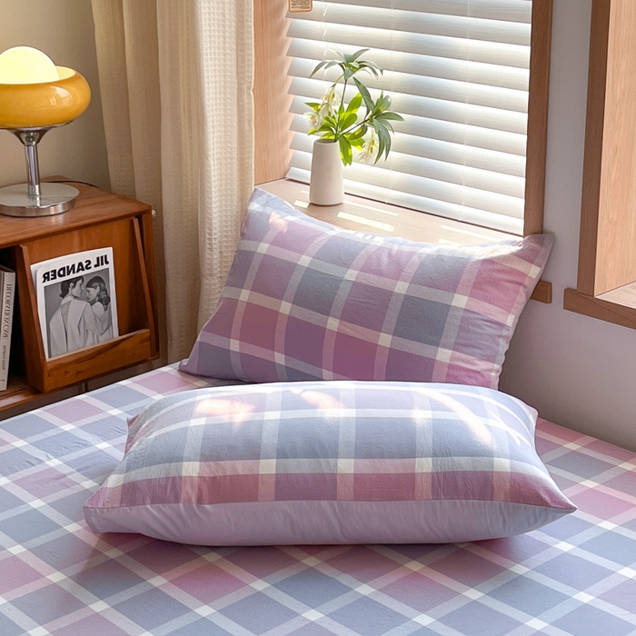 91家纺网 家纺一手货源 找家纺 启程家纺 2026新款全棉A类水洗棉多规格四件套单品-单枕套 爱格紫