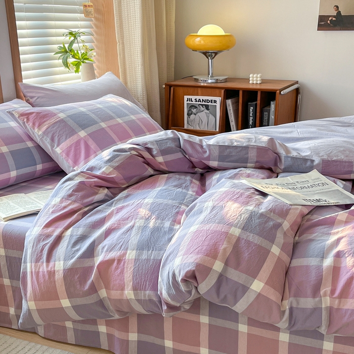 91家纺网 家纺一手货源 找家纺 启程家纺 2026新款全棉A类水洗棉多规格四件套单品-四件套 爱格紫