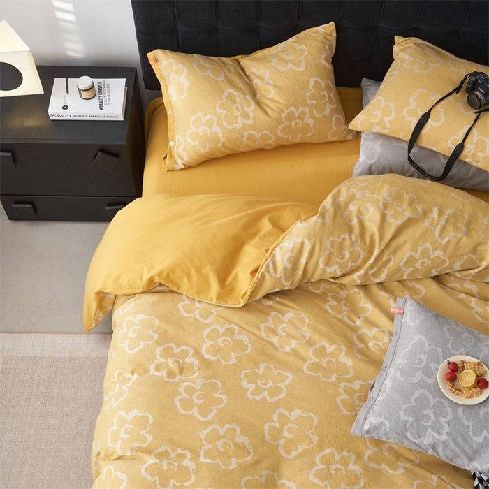 91家纺网 家纺一手货源 找家纺 安莱生活 2024新款双层纱大提花悠然纽扣宽边工艺款 悠然-姜黄