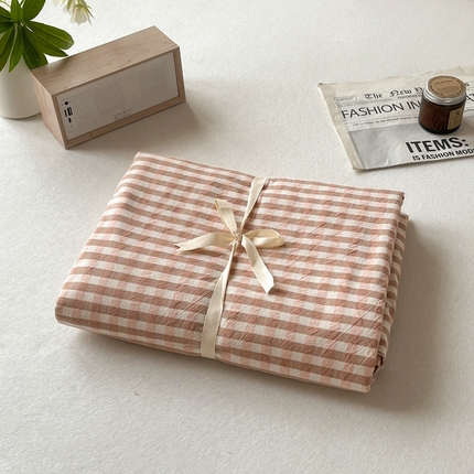 启程家纺 2026新款全棉A类水洗棉多规格四件套单品-单被套 粉小格