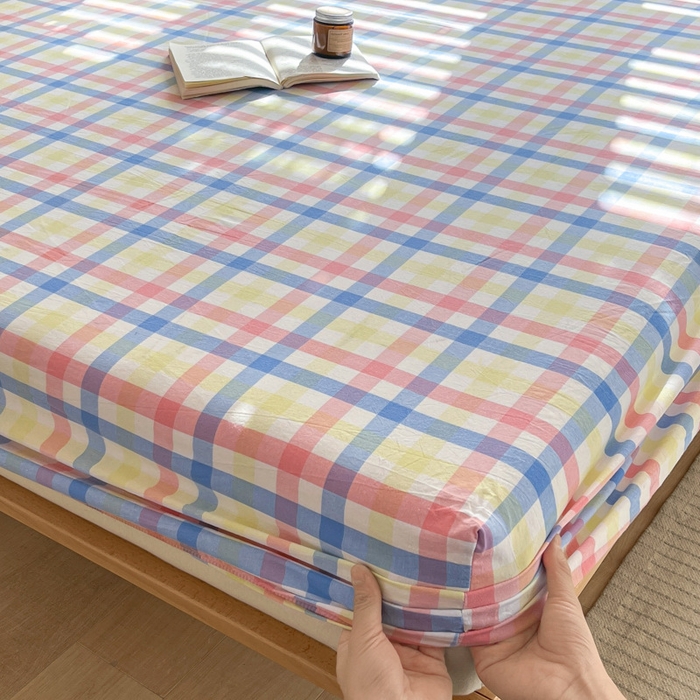 91家纺网 家纺一手货源 找家纺 启程家纺 2026新款全棉A类水洗棉多规格四件套单品-单床笠 大冰激凌粉