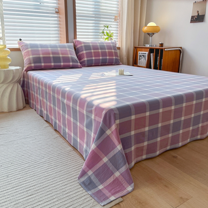 91家纺网 家纺一手货源 找家纺 启程家纺 2026新款全棉A类水洗棉多规格四件套单品-单床单 爱格紫