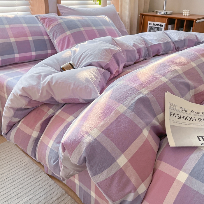 91家纺网 家纺一手货源 找家纺 启程家纺 2026新款全棉A类水洗棉多规格四件套单品-四件套 爱格紫