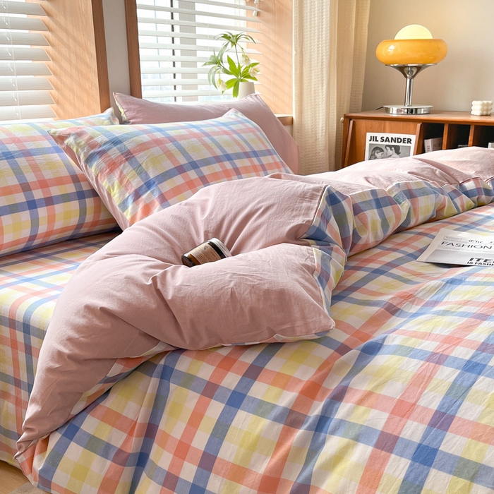 91家纺网 家纺一手货源 找家纺 启程家纺 2026新款全棉A类水洗棉多规格四件套单品-四件套 大冰激凌粉