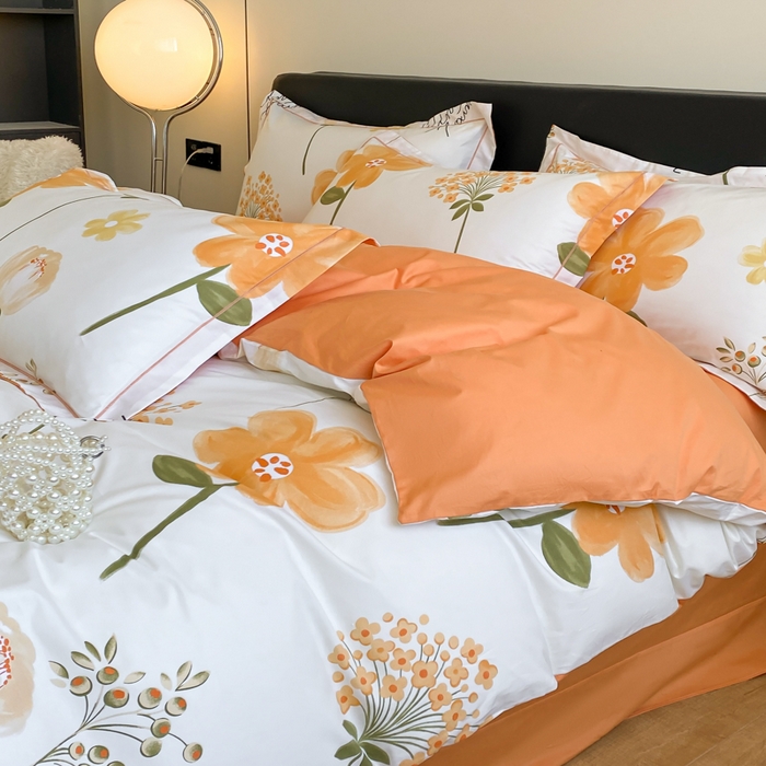 91家纺网 家纺一手货源 找家纺 格里芬家纺 2025新款全棉四件套13376纯棉印花四件套 桔然之间