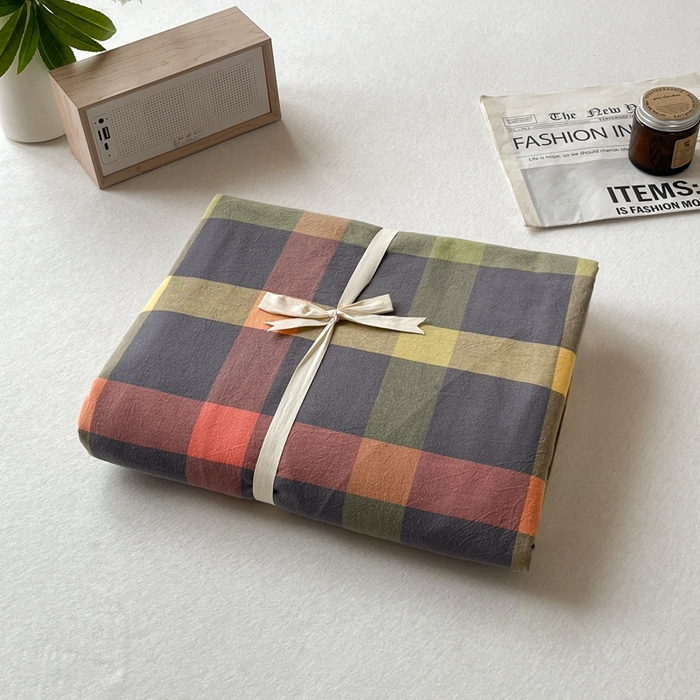 91家纺网 家纺一手货源 找家纺 启程家纺 2026新款全棉A类水洗棉多规格四件套单品-单被套 牛油果灰大格