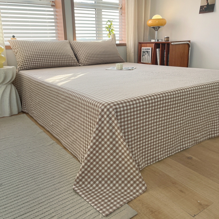 91家纺网 家纺一手货源 找家纺 启程家纺 2026新款全棉A类水洗棉多规格四件套单品-单床单 米小格