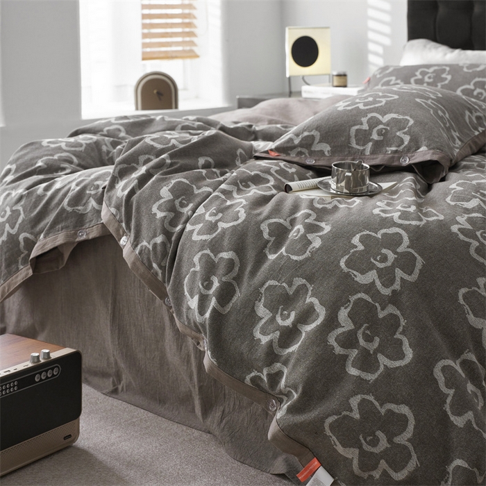 91家纺网 家纺一手货源 找家纺 安莱生活 2024新款双层纱大提花悠然纽扣宽边工艺款 悠然-浅灰