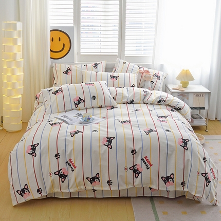启优家纺 2024新款全棉13070四件套 法豆