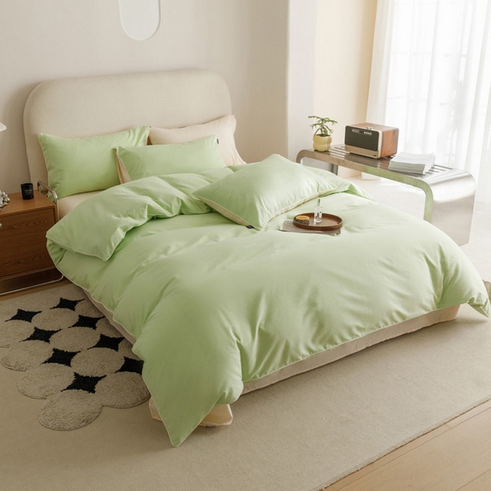 91家纺网 家纺一手货源 找家纺 涵宸家纺 2024新款40支全棉希腊麻绳款四件套 希腊（果绿+香槟金）