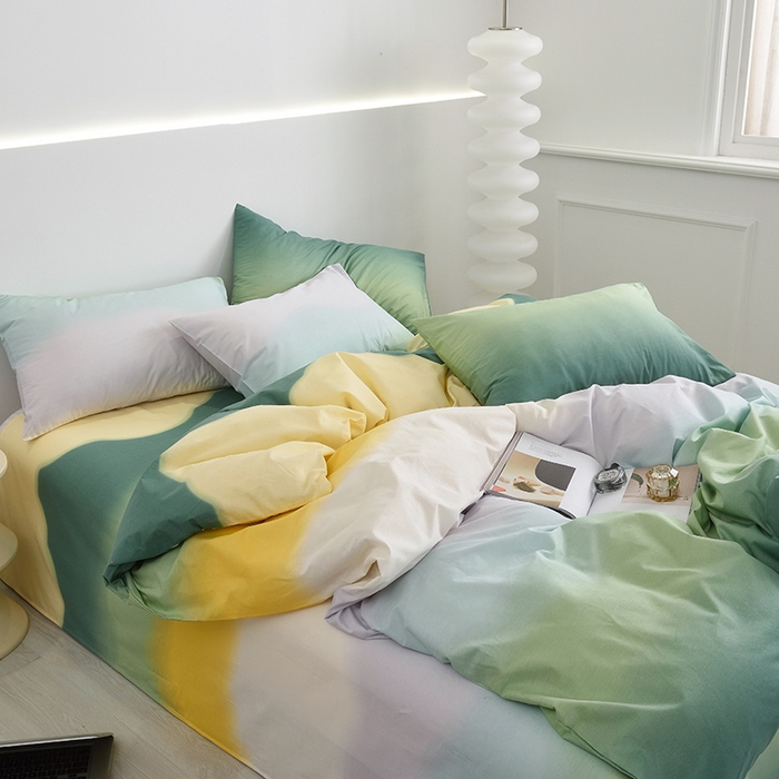 91家纺网 家纺一手货源 找家纺 启优家纺 2024新款全棉13070四件套 星河一绿