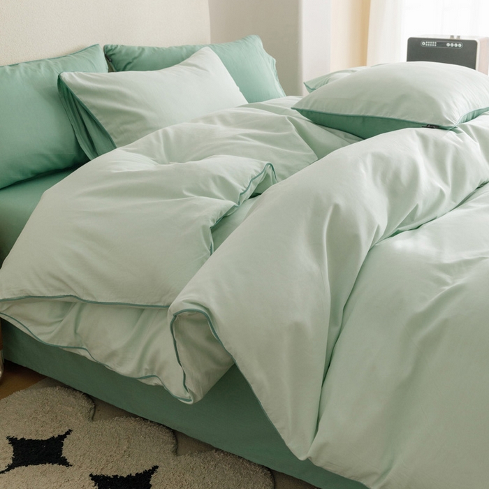 91家纺网 家纺一手货源 找家纺 涵宸家纺 2024新款40支全棉希腊麻绳款四件套 希腊（清新绿+柏绿）