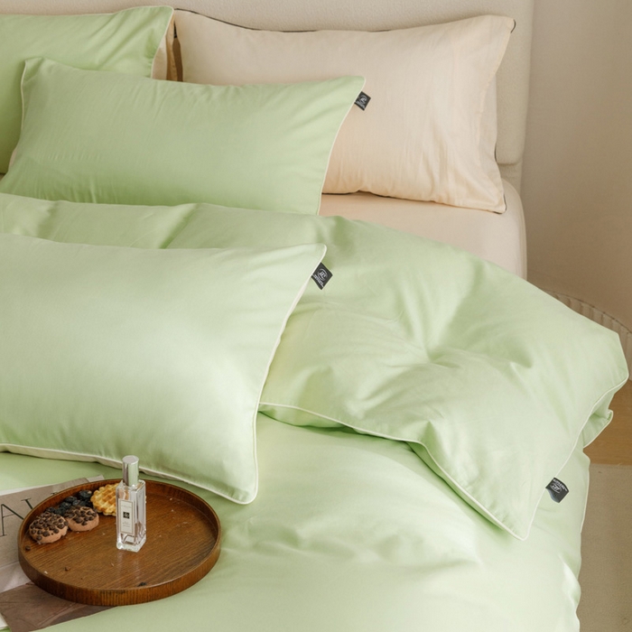 91家纺网 家纺一手货源 找家纺 涵宸家纺 2024新款40支全棉希腊麻绳款四件套 希腊（果绿+香槟金）