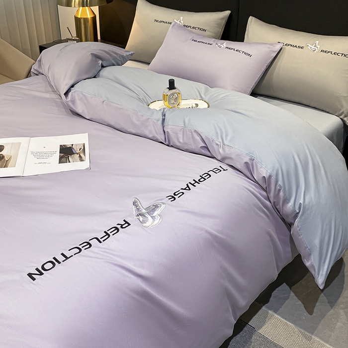 91家纺网 家纺一手货源 找家纺 澳梵家居 2024新款60支全棉刺绣四件套-梦蝶系列 梦蝶-浪漫紫