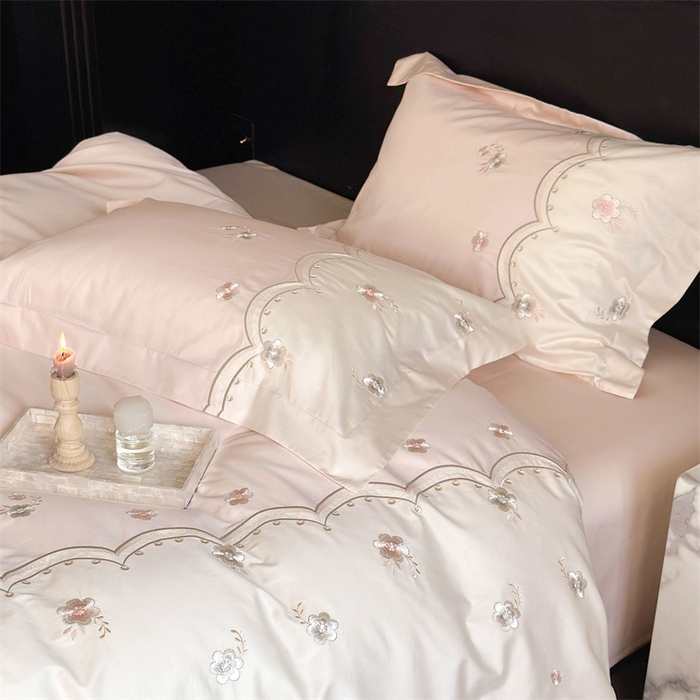 91家纺网 家纺一手货源 找家纺 （总）鹿班家居 2024新款100S长绒棉刺绣系列四件套-焦糖落霞 场景二 标准会员-20