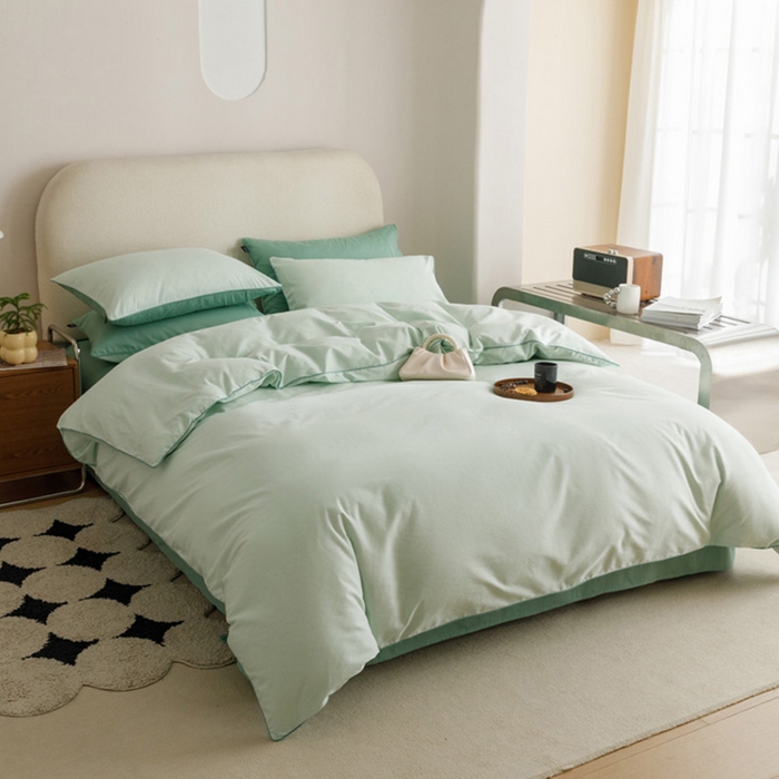 91家纺网 家纺一手货源 找家纺 涵宸家纺 2024新款40支全棉希腊麻绳款四件套 希腊（清新绿+柏绿）