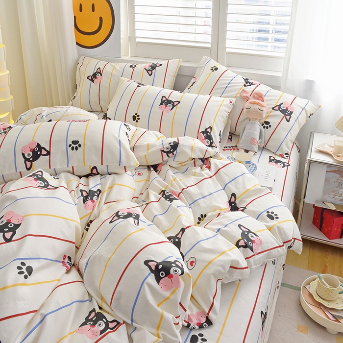 91家纺网 家纺一手货源 找家纺 启优家纺 2024新款全棉13070四件套 法豆