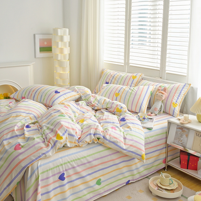 91家纺网 家纺一手货源 找家纺 启优家纺 2024新款全棉13070四件套 虹彩